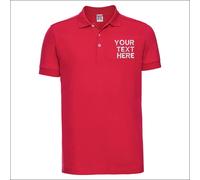 Russell Personalised Name Mens Custom Text Embroidered Stretch Piqué Polo Shirt