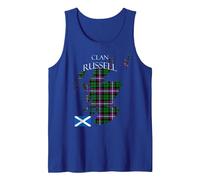 Russell Scottish Clan Tartan Scotland Tank Top, Men, Royal Blue, XX-Large