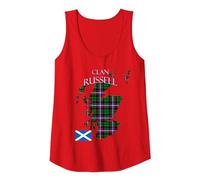 Russell Scottish Clan Tartan Scotland Tank Top, Women, Red, XX-Large