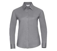 Russell Women's Collection Long Sleeve Easy Care Oxford Shirt in Silver | Size: XS Russell Silver XS