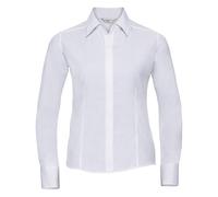 Russell Women's Collection Long Sleeve Poly-Cotton Easy Care Fitted Poplin Shirt in White | Size: 2XL Russell White 2XL