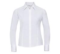 Russell Women's Collection Long Sleeve Poly-Cotton Easy Care Fitted Poplin Shirt in White | Size: 3XL Russell White 3XL
