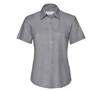 Russell Women's Collection Short Sleeve Easy Care Oxford Shirt in Silver | Size: Medium Russell Silver M