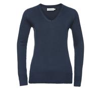Russell Women's Collection V-Neck Knitted Pullover Sweatshirt in Navy | Size: Medium Russell Navy M
