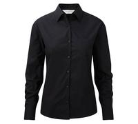Russell Women's Jerzees Long Sleeve Pure Cotton Work Shirt in Black | Size: Medium Russell Black M