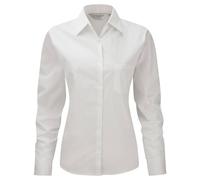 Russell Women's Jerzees Long Sleeve Pure Cotton Work Shirt in White | Size: Medium Russell White M