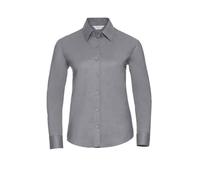 (XXL, Silver) Russell Womens/Ladies Oxford Easy-Care Long-Sleeved Shirt