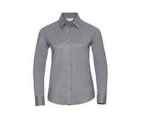 (XL, Silver) Russell Womens/Ladies Oxford Easy-Care Long-Sleeved Shirt