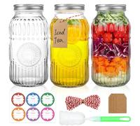 RusseryPek 1.9L Wide Mouth Mason Jars, 3 Pack Glass Mason Jars with Airtight Lids and Bands, 1/2 Gallon Clear Canning Jars for Preserving, Pickling, Fermenting, Food Storage, Meal Prep