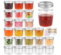 RusseryPek 120mL/4oz Small Mason Jars, 24 Pack Canning Jars with Regular Lids and Bands, Mini Glass Jars for Jam, Jelly, Honey, Spice, Wedding Favors, DIY Projects