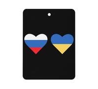 Russia And Ukraine Flags Heart Funny Car Air Fresheners Long Lasting Scent Automotive Hanging Scented Cards Tablets