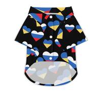 Russia And Ukraine Flags Heart Funny Pet T-Shirt Soft Short Sleeve Button Down Dog Clothes for Cat Puppy