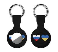 Russia And Ukraine Flags Heart Trendy GPS Cases Holder with Key Chain Ring Portable Protective Covers Compatible with Airtag