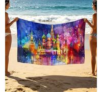 Russia Beach Towel 88”x40” Lightweight Travel Essentials St. Basil'S Cathedral Beach Towels Oversized 100 x 220 Unisex Soft Quick Dry Sand Resistant for Summer Swimming Camping Vacation SLJT-0296