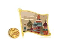 Russia Cathedral Building Red Square Golden Metal Flag Lapel Pin Badge