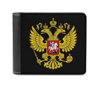 Russia Coat of Arms Russian Flag Printed Wallets Bifold Wallet Change Cash Bag with Multiple Card Slots for Men and Women