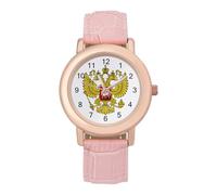Russia Coat of Arms Russian Flag Women's Custom Watch Fashion Soft Strap Wristwatches Gifts for Birthdays Valentine's Day