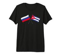 Russia Cuba Crossed Flags Russian Cuban Heritage Premium T-Shirt