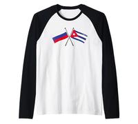 Russia Cuba Crossed Flags Russian Cuban Heritage Raglan Baseball Tee