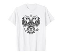 Russia Double Head Eagle Russian Weapons Symbol Value Graphic T-Shirt, Men, White, L