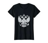Russia Double-Headed Eagle Russian ARMS Symbol Emblem Value Graphic T-Shirt, Women, Black, L