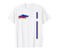 Russia Flag & Map, Minimalist Russia Pride Graphic Value Graphic T-Shirt, Men, White, XL