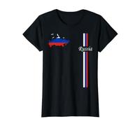 Russia Flag & Map, Minimalist Russia Pride Graphic Value Graphic T-Shirt, Women, Black, S