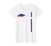 Russia Flag & Map, Minimalist Russia Pride Graphic Value Graphic T-Shirt, Women, White, M