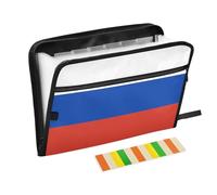 Russia Flag Russian Federation National Blue Red File Folders Expanding 13 Pockets A4 Letter Size with Zipper Closure for Office Supply Large File Folders carpetas de
