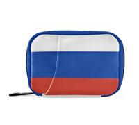 Russia Flag Russian Federation National Blue Red Medicine Bag with Detachable Compartments Convenient Weekly Pill Organizer