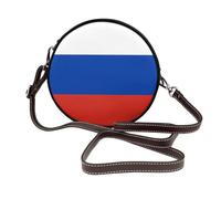 Russia Flag Women Round Crossbody Bags Leather Sling Bag Purse