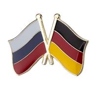 Russia & Germany Friendship EU Flags Metal Enamel Lapel Pin Badge - 2.4 x 1.9 cm Crossed Tricolour National Flags - Hard Enamel Finish with Secure Clasp for Diplomacy