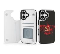 Russia Hammer Flags Hook Ussr Sickle Phone Case Compatible for iPhone 17 Wallet Cases Card Holder Cell Phone Cover Protection
