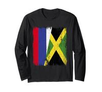 Russia Jamaica Half Flag Russian Jamaican Heritage Long Sleeve T-Shirt