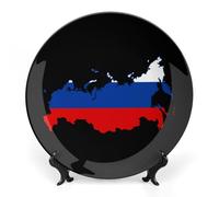 Russia Map Flag Ceramic Decorative Plates for Display Ornaments with Stand for Kitchen Home Decor