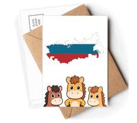 Russia Map National Falg Illustration Postcards Envelopes Cards Mailing Year Horse