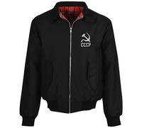 Russia Men's Mens Soviet Union CCCP Black Harrington Jacket | Size: 3XL Russia Black 3XL