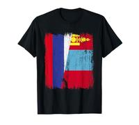 Russia Mongolia Half Flag Russian Mongolian Jersey T-Shirt