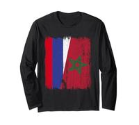 Russia Morocco Half Flag Russian Moroccan Heritage Jersey Long Sleeve T-Shirt