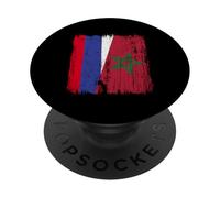 Russia Morocco Half Flag Russian Moroccan Heritage Jersey PopSockets Adhesive PopGrip