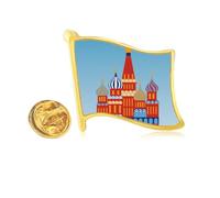 Russia National Symbol Kremlin Pattern Golden Metal Flag Lapel Pin Badge