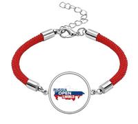 Russia Open to The World Flag Map Lucky Red String Bracelet Rope Bracelet Handmade