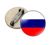 Russia Patriotic Flag Pin Badge - Novelty Flag Printed Convex Glass Patriotic Lapel Pin Brooch,Retro Flag Geometric Circle Gift Tie Pin Badge Accessory Bronze 0.98In