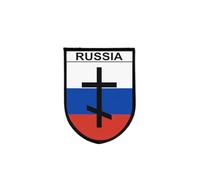 Russia Russian Orthodox Cross Flag Patch Embroidered Print Self Gripping