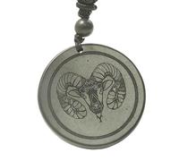 Russia Shungite Necklace, Gem Stone Zodiac Signs Protection Amule, Shungite Pendant,Crystal Protection Amulet,Women and Men Healing Crystals (Aries (March 21 - April 19))