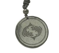 Russia Shungite Necklace, Gem Stone Zodiac Signs Protection Amule, Shungite Pendant,Crystal Protection Amulet,Women and Men Healing Crystals (Pisces (February 19 - March 20))