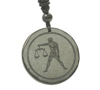 Russia Shungite Necklace, Gem Stone Zodiac Signs Protection Amule, Shungite Pendant,Crystal Protection Amulet,Women and Men Healing Crystals (Libra (September 23 - October 22))