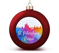 Russia St. Petersburg Rainbow Skyline Ball Ornament Colorful Cities Landscape Hanging Ornaments Keepsake Souvenir Christmas Tree Seasonal Holiday Decoration
