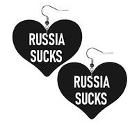Russia Sucks Leather Earrings For Women Dangle Earring Drop Heart Pendant With Hook Gifts For Adult Girl