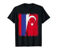Russia Turkey Half Flag Turkiye Russian Turkish Jersey T-Shirt
